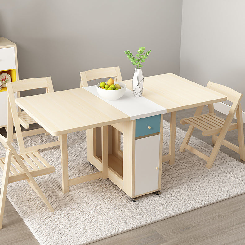 Mid-Century Dining Table Rectangle Wooden Dining Table with Trestle Base Natural 59.1"L x 31.5"W x 29.5"H Without Chairs Clearhalo 'Dining Tables & Seating' 'Dining Tables' 'dining_table' 'furn' 'furn_dining_table' 'Furniture' 'furniture_dining_table' 'Kitchen & Dining Furniture' 'kitchen' 'kitchen_dining_table' 4941343
