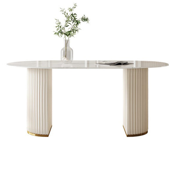 Traditional Luxury Dining Table Oval Sintered Stone White Dining Table for Home Use Clearhalo 'Dining Tables & Seating' 'Dining Tables' 'dining_table' 'Furniture' 'furniture_dining_table' 'Kitchen & Dining Furniture' 'kitchen' 'kitchen_dining_table' 4941361