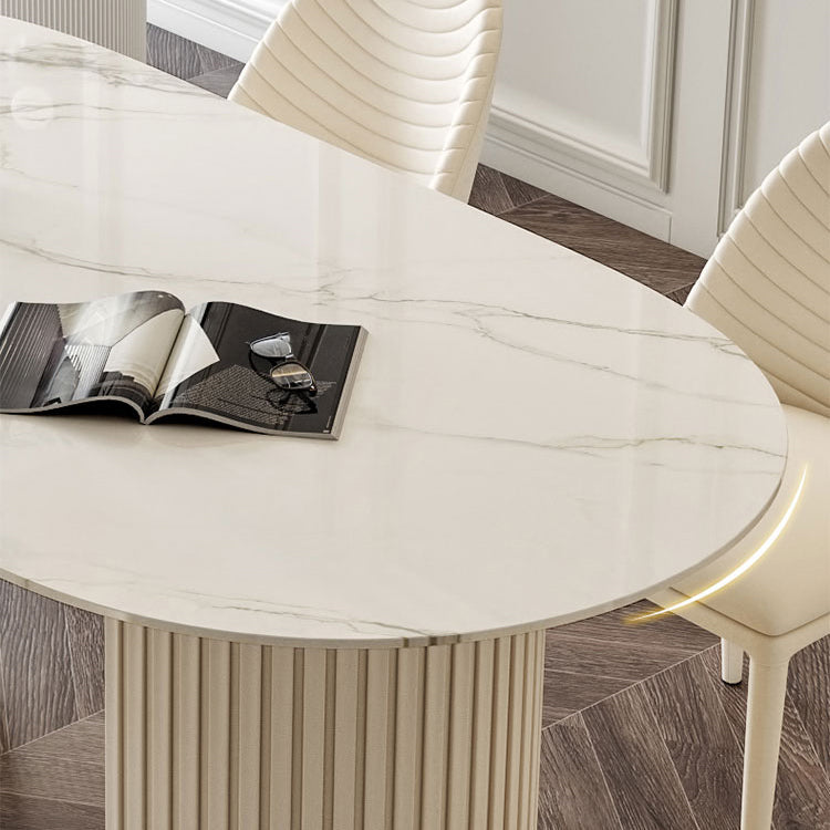 Traditional Luxury Dining Table Oval Sintered Stone White Dining Table for Home Use Clearhalo 'Dining Tables & Seating' 'Dining Tables' 'dining_table' 'Furniture' 'furniture_dining_table' 'Kitchen & Dining Furniture' 'kitchen' 'kitchen_dining_table' 4941362