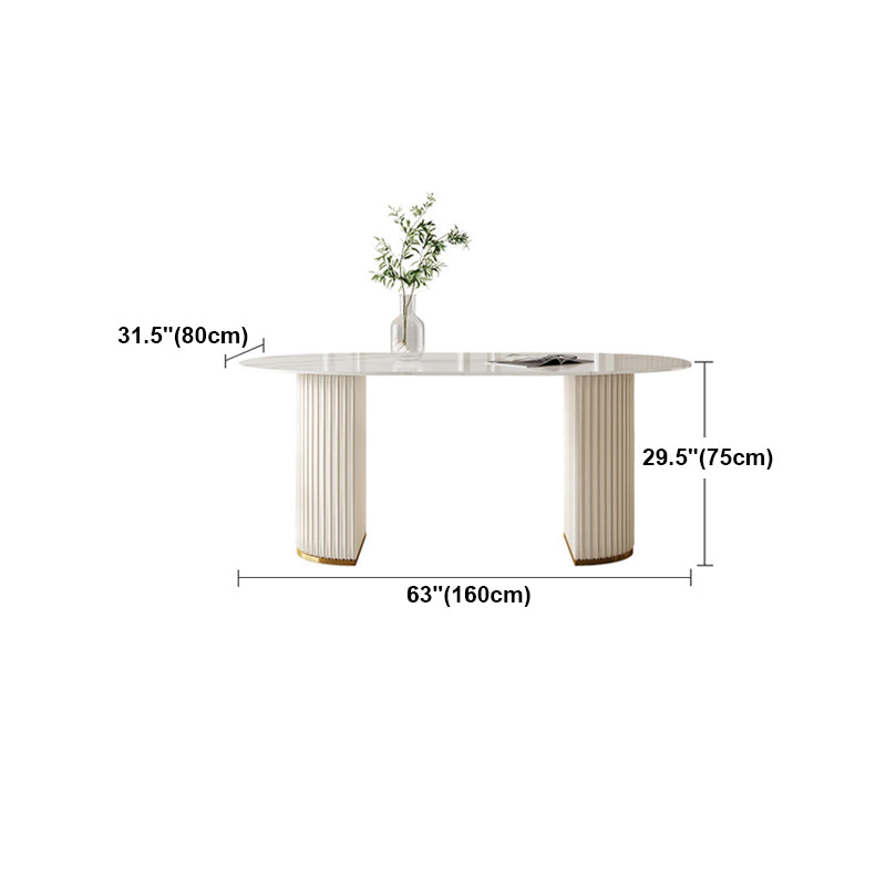 Traditional Luxury Dining Table Oval Sintered Stone White Dining Table for Home Use Clearhalo 'Dining Tables & Seating' 'Dining Tables' 'dining_table' 'Furniture' 'furniture_dining_table' 'Kitchen & Dining Furniture' 'kitchen' 'kitchen_dining_table' 4941369