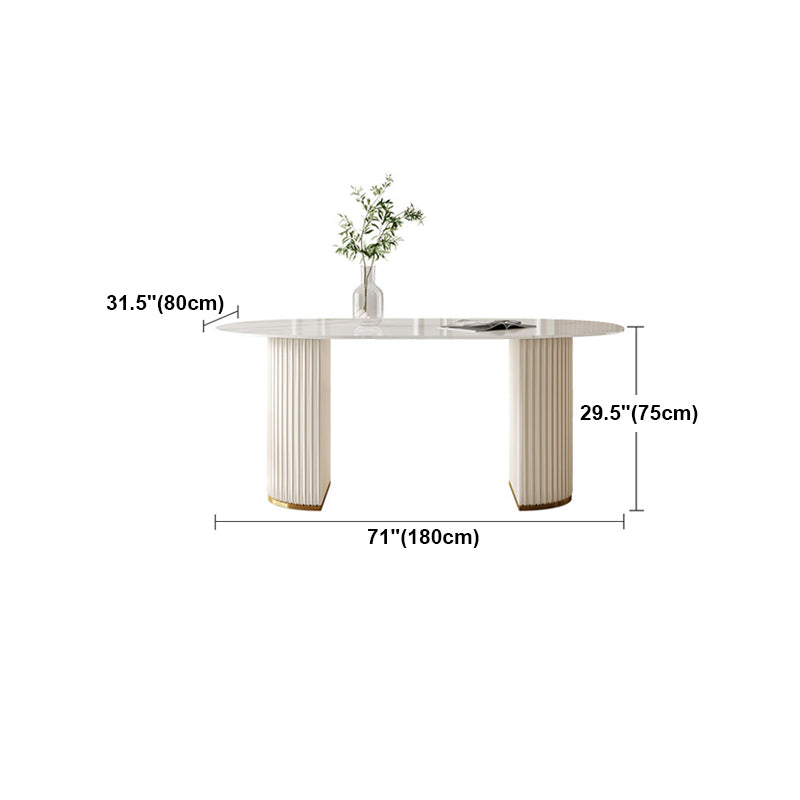 Traditional Luxury Dining Table Oval Sintered Stone White Dining Table for Home Use Clearhalo 'Dining Tables & Seating' 'Dining Tables' 'dining_table' 'Furniture' 'furniture_dining_table' 'Kitchen & Dining Furniture' 'kitchen' 'kitchen_dining_table' 4941370