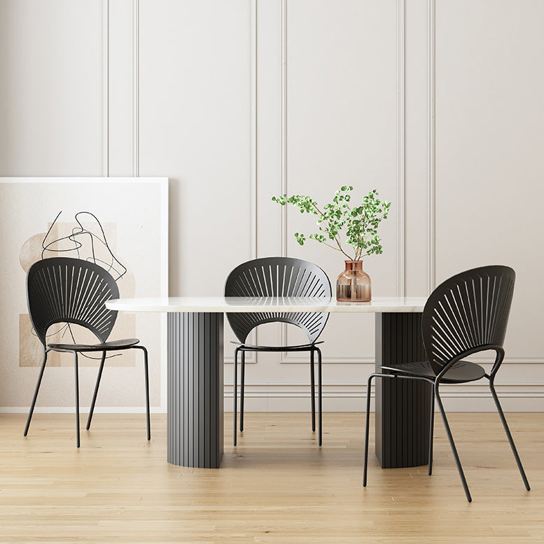 Simplicity Style Furniture Oval Double Pedestal Dining Site Table for Dining Room White 63"L x 31.5"W x 29.5"H Without Chairs Clearhalo 'Dining Tables & Seating' 'Dining Tables' 'dining_table' 'furn' 'furn_dining_table' 'Furniture' 'furniture_dining_table' 'Kitchen & Dining Furniture' 'kitchen' 'kitchen_dining_table' 4941374