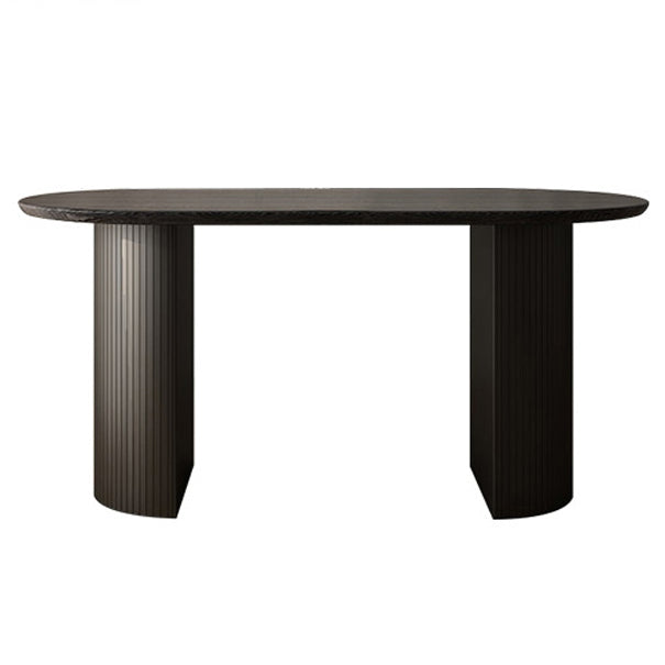 Simplicity Style Furniture Oval Double Pedestal Dining Site Table for Dining Room Clearhalo 'Dining Tables & Seating' 'Dining Tables' 'dining_table' 'furn' 'furn_dining_table' 'Furniture' 'furniture_dining_table' 'Kitchen & Dining Furniture' 'kitchen' 'kitchen_dining_table' 4941376