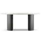 Simplicity Style Furniture Oval Double Pedestal Dining Site Table for Dining Room White 70.9"L x 35.4"W x 29.5"H Without Chairs Clearhalo 'Dining Tables & Seating' 'Dining Tables' 'dining_table' 'furn' 'furn_dining_table' 'Furniture' 'furniture_dining_table' 'Kitchen & Dining Furniture' 'kitchen' 'kitchen_dining_table' 4941379