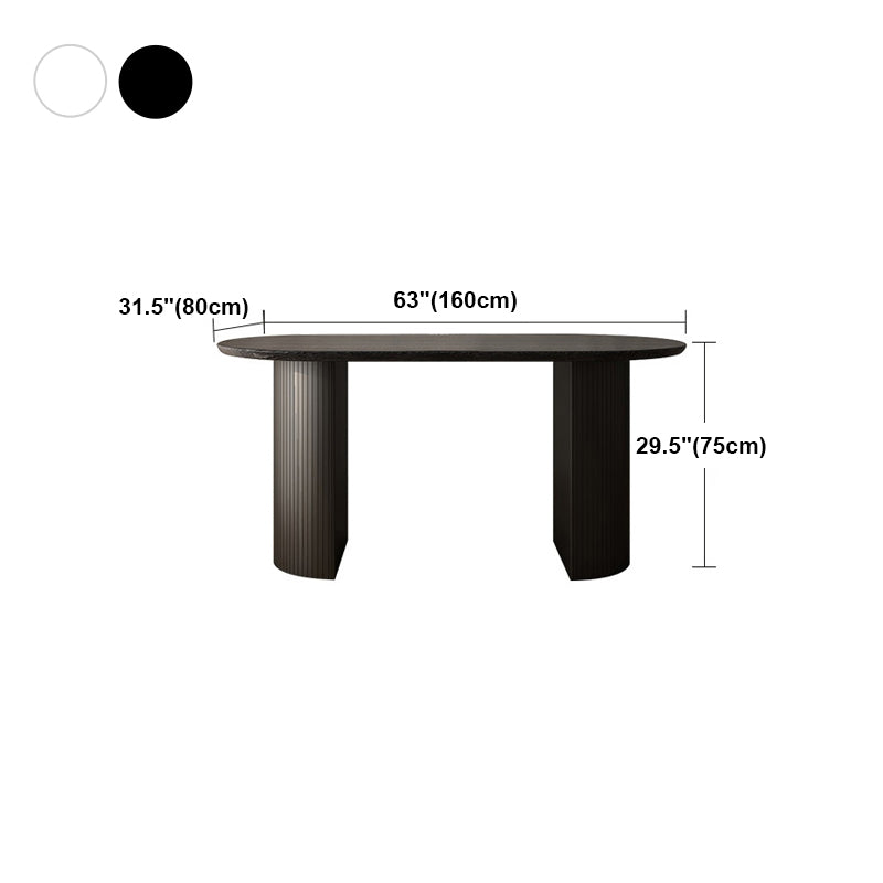 Simplicity Style Furniture Oval Double Pedestal Dining Site Table for Dining Room Clearhalo 'Dining Tables & Seating' 'Dining Tables' 'dining_table' 'furn' 'furn_dining_table' 'Furniture' 'furniture_dining_table' 'Kitchen & Dining Furniture' 'kitchen' 'kitchen_dining_table' 4941386