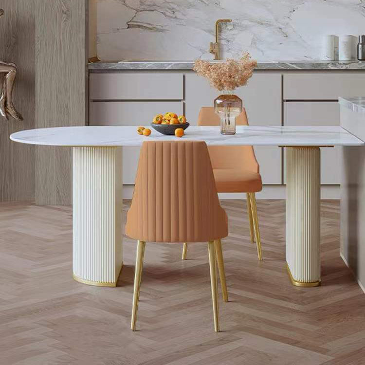 Traditional Luxury Dining Table White Sintered Stone Dining Table for Kitchen 70.9"L x 35.4"W x 29.5"H Without Chairs Clearhalo 'Dining Tables & Seating' 'Dining Tables' 'dining_table' 'furn' 'furn_dining_table' 'Furniture' 'furniture_dining_table' 'Kitchen & Dining Furniture' 'kitchen' 'kitchen_dining_table' 4941388