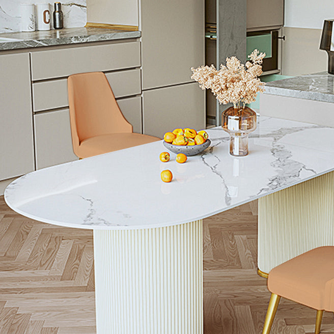 Traditional Luxury Dining Table White Sintered Stone Dining Table for Kitchen Clearhalo 'Dining Tables & Seating' 'Dining Tables' 'dining_table' 'furn' 'furn_dining_table' 'Furniture' 'furniture_dining_table' 'Kitchen & Dining Furniture' 'kitchen' 'kitchen_dining_table' 4941393