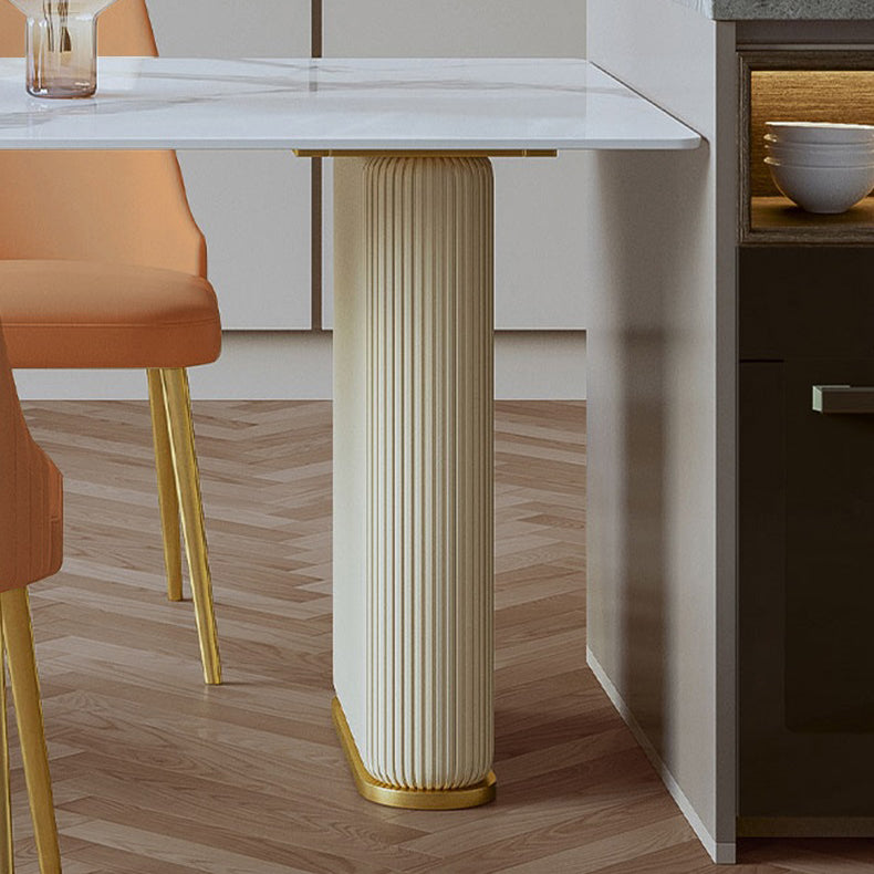 Traditional Luxury Dining Table White Sintered Stone Dining Table for Kitchen Clearhalo 'Dining Tables & Seating' 'Dining Tables' 'dining_table' 'furn' 'furn_dining_table' 'Furniture' 'furniture_dining_table' 'Kitchen & Dining Furniture' 'kitchen' 'kitchen_dining_table' 4941395