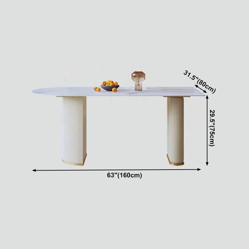 Traditional Luxury Dining Table White Sintered Stone Dining Table for Kitchen Clearhalo 'Dining Tables & Seating' 'Dining Tables' 'dining_table' 'furn' 'furn_dining_table' 'Furniture' 'furniture_dining_table' 'Kitchen & Dining Furniture' 'kitchen' 'kitchen_dining_table' 4941398