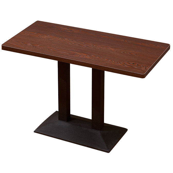 Industrial Wooden Table for Restaurant Dining Table with Pedestal Base in Black Rectangle Brown Without Chairs Clearhalo 'Dining Tables & Seating' 'Dining Tables' 'dining_table' 'furn' 'furn_dining_table' 'Furniture' 'furniture_dining_table' 'Kitchen & Dining Furniture' 'kitchen' 'kitchen_dining_table' 4941402