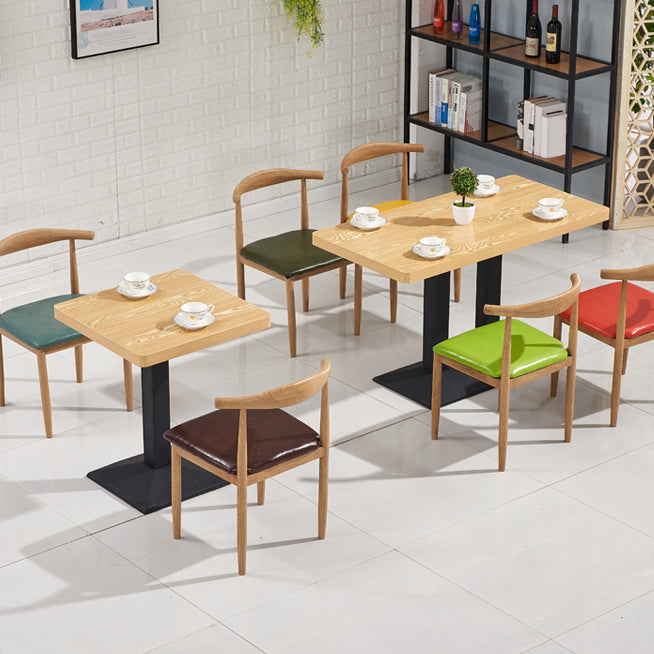 Industrial Wooden Table for Restaurant Dining Table with Pedestal Base in Black Clearhalo 'Dining Tables & Seating' 'Dining Tables' 'dining_table' 'furn' 'furn_dining_table' 'Furniture' 'furniture_dining_table' 'Kitchen & Dining Furniture' 'kitchen' 'kitchen_dining_table' 4941403