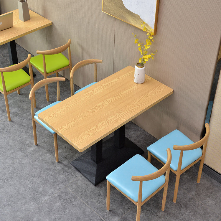 Industrial Wooden Table for Restaurant Dining Table with Pedestal Base in Black Clearhalo 'Dining Tables & Seating' 'Dining Tables' 'dining_table' 'furn' 'furn_dining_table' 'Furniture' 'furniture_dining_table' 'Kitchen & Dining Furniture' 'kitchen' 'kitchen_dining_table' 4941404