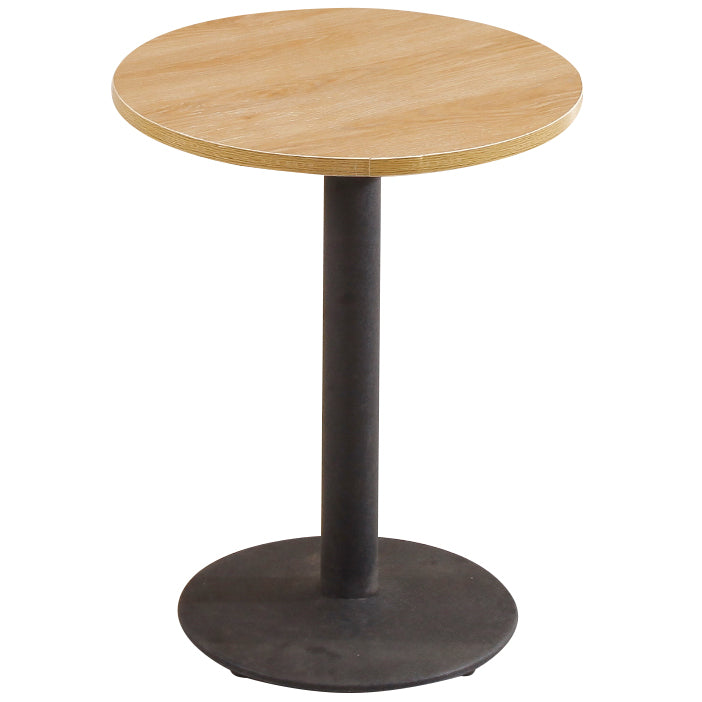 Industrial Wooden Table for Restaurant Dining Table with Pedestal Base in Black Round Natural Without Chairs Clearhalo 'Dining Tables & Seating' 'Dining Tables' 'dining_table' 'furn' 'furn_dining_table' 'Furniture' 'furniture_dining_table' 'Kitchen & Dining Furniture' 'kitchen' 'kitchen_dining_table' 4941406