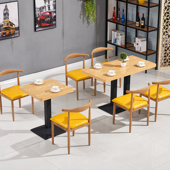 Industrial Wooden Table for Restaurant Dining Table with Pedestal Base in Black Clearhalo 'Dining Tables & Seating' 'Dining Tables' 'dining_table' 'furn' 'furn_dining_table' 'Furniture' 'furniture_dining_table' 'Kitchen & Dining Furniture' 'kitchen' 'kitchen_dining_table' 4941413