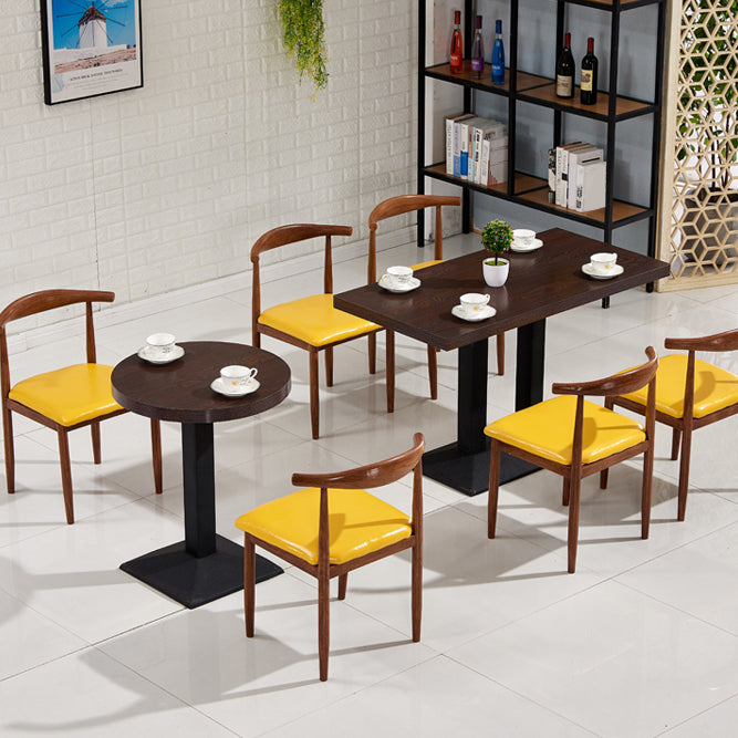 Industrial Wooden Table for Restaurant Dining Table with Pedestal Base in Black Clearhalo 'Dining Tables & Seating' 'Dining Tables' 'dining_table' 'furn' 'furn_dining_table' 'Furniture' 'furniture_dining_table' 'Kitchen & Dining Furniture' 'kitchen' 'kitchen_dining_table' 4941414