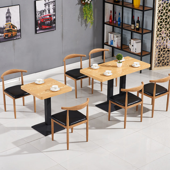 Industrial Wooden Table for Restaurant Dining Table with Pedestal Base in Black Clearhalo 'Dining Tables & Seating' 'Dining Tables' 'dining_table' 'furn' 'furn_dining_table' 'Furniture' 'furniture_dining_table' 'Kitchen & Dining Furniture' 'kitchen' 'kitchen_dining_table' 4941415