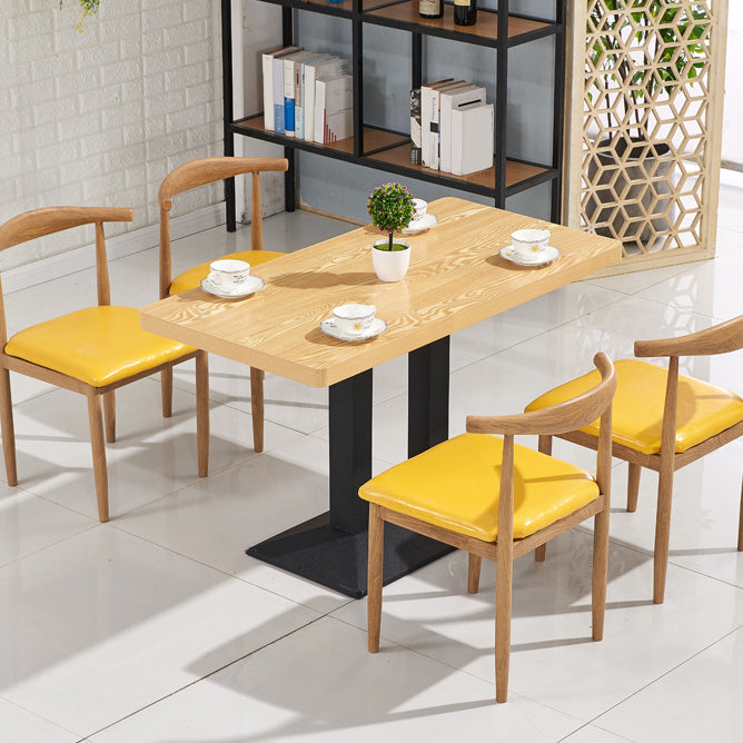 Industrial Wooden Table for Restaurant Dining Table with Pedestal Base in Black Clearhalo 'Dining Tables & Seating' 'Dining Tables' 'dining_table' 'furn' 'furn_dining_table' 'Furniture' 'furniture_dining_table' 'Kitchen & Dining Furniture' 'kitchen' 'kitchen_dining_table' 4941416