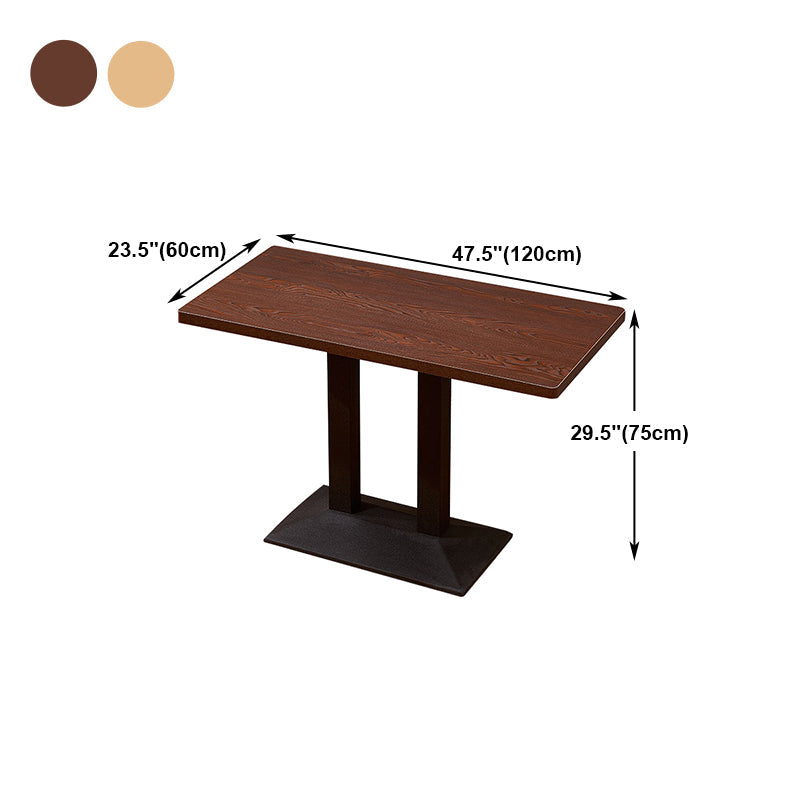 Industrial Wooden Table for Restaurant Dining Table with Pedestal Base in Black Clearhalo 'Dining Tables & Seating' 'Dining Tables' 'dining_table' 'furn' 'furn_dining_table' 'Furniture' 'furniture_dining_table' 'Kitchen & Dining Furniture' 'kitchen' 'kitchen_dining_table' 4941419
