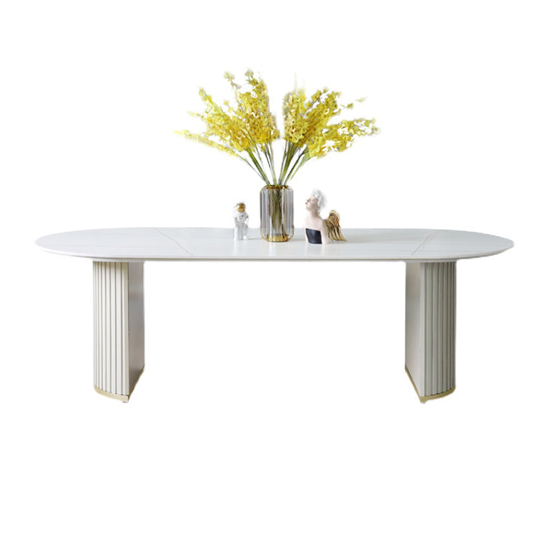 Contemporary White Standard Dining Table Irregular Sintered Stone Dining Table for Kitchen Clearhalo 'Dining Tables & Seating' 'Dining Tables' 'dining_table' 'furn' 'furn_dining_table' 'Furniture' 'furniture_dining_table' 'Kitchen & Dining Furniture' 'kitchen' 'kitchen_dining_table' 4941424