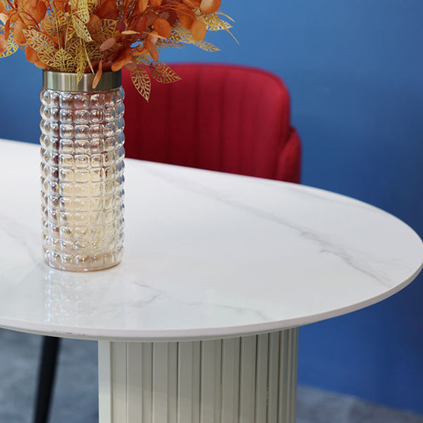 Contemporary White Standard Dining Table Irregular Sintered Stone Dining Table for Kitchen Clearhalo 'Dining Tables & Seating' 'Dining Tables' 'dining_table' 'furn' 'furn_dining_table' 'Furniture' 'furniture_dining_table' 'Kitchen & Dining Furniture' 'kitchen' 'kitchen_dining_table' 4941426