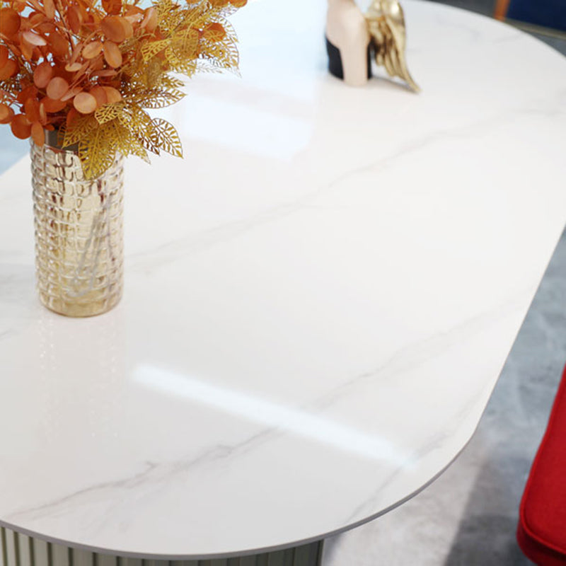 Contemporary White Standard Dining Table Irregular Sintered Stone Dining Table for Kitchen Clearhalo 'Dining Tables & Seating' 'Dining Tables' 'dining_table' 'furn' 'furn_dining_table' 'Furniture' 'furniture_dining_table' 'Kitchen & Dining Furniture' 'kitchen' 'kitchen_dining_table' 4941427