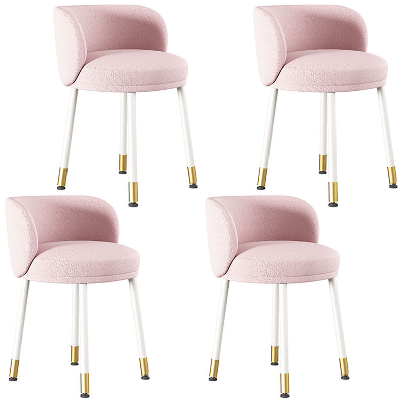 Scandinavian Upholstered Dining Chairs Armless Solid Back Chair Pink 4 Piece Set Clearhalo 'Dining Chairs' 'Dining Tables & Seating' 'dining_chair' 'furn' 'furn_dining_chair' 'Furniture' 'furniture_dining_chair' 'Kitchen & Dining Furniture' 4941438