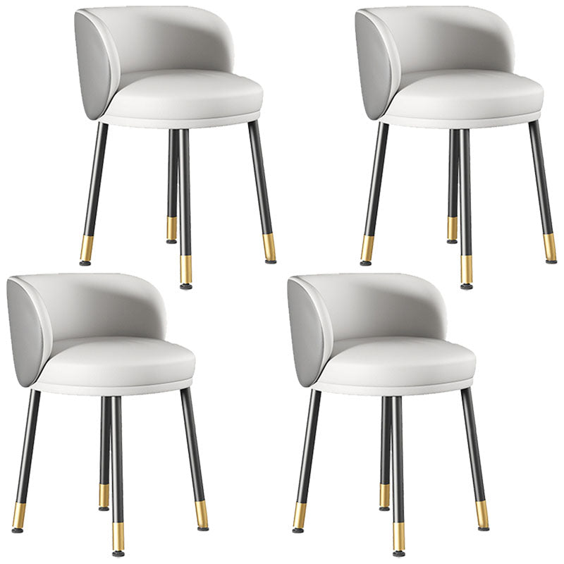 Scandinavian Upholstered Dining Chairs Armless Solid Back Chair Grey 4 Piece Set Clearhalo 'Dining Chairs' 'Dining Tables & Seating' 'dining_chair' 'furn' 'furn_dining_chair' 'Furniture' 'furniture_dining_chair' 'Kitchen & Dining Furniture' 4941443