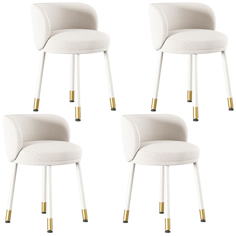 Scandinavian Upholstered Dining Chairs Armless Solid Back Chair White 4 Piece Set Clearhalo 'Dining Chairs' 'Dining Tables & Seating' 'dining_chair' 'furn' 'furn_dining_chair' 'Furniture' 'furniture_dining_chair' 'Kitchen & Dining Furniture' 4941449