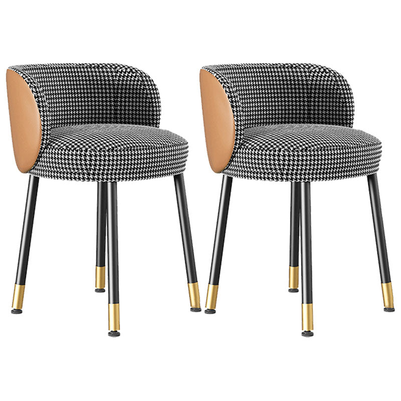 Scandinavian Upholstered Dining Chairs Armless Solid Back Chair Houndstooth pattern 2 Piece Set Clearhalo 'Dining Chairs' 'Dining Tables & Seating' 'dining_chair' 'furn' 'furn_dining_chair' 'Furniture' 'furniture_dining_chair' 'Kitchen & Dining Furniture' 4941453