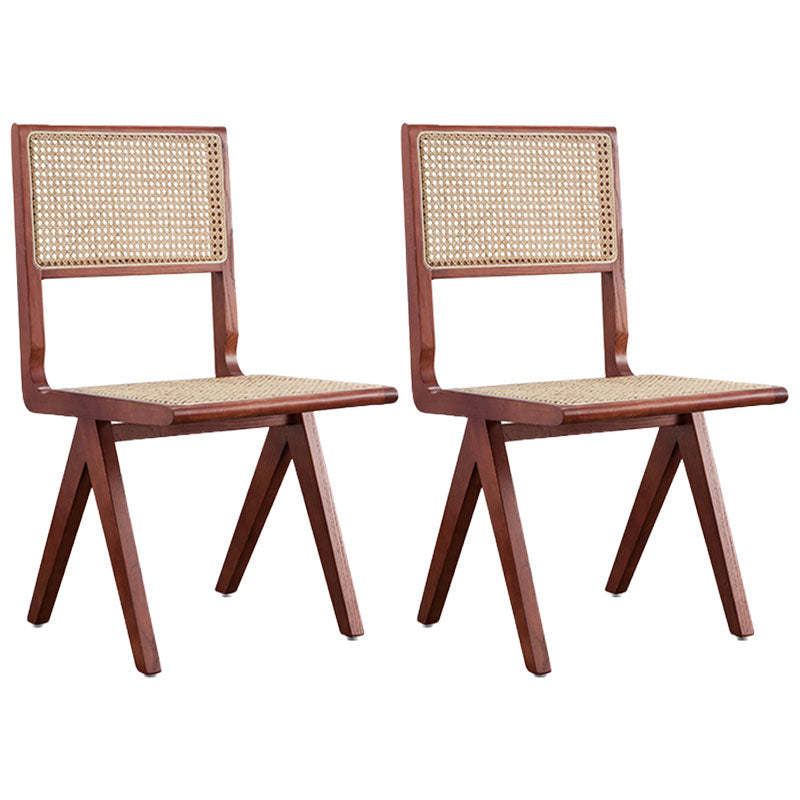 Modern Wicker Dining Chairs for Home Armless Open Back Dining Side Chair Red Brown 2 Piece Set Clearhalo 'Dining Chairs' 'Dining Tables & Seating' 'dining_chair' 'furn' 'furn_dining_chair' 'Furniture' 'furniture_dining_chair' 'Kitchen & Dining Furniture' 4941510