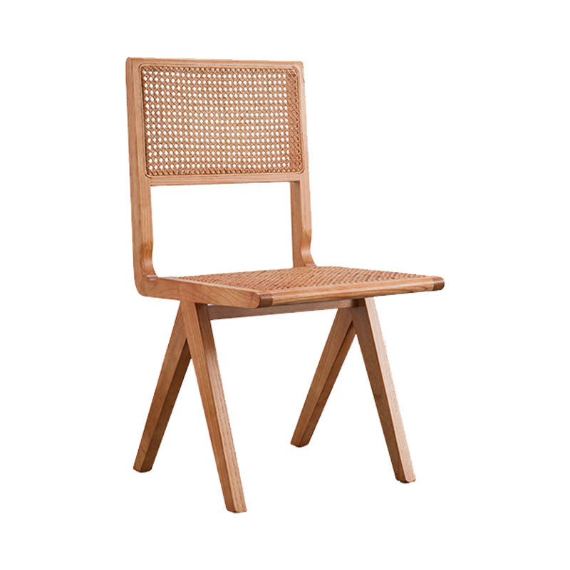 Modern Wicker Dining Chairs for Home Armless Open Back Dining Side Chair Brown 1 Piece Clearhalo 'Dining Chairs' 'Dining Tables & Seating' 'dining_chair' 'furn' 'furn_dining_chair' 'Furniture' 'furniture_dining_chair' 'Kitchen & Dining Furniture' 4941514