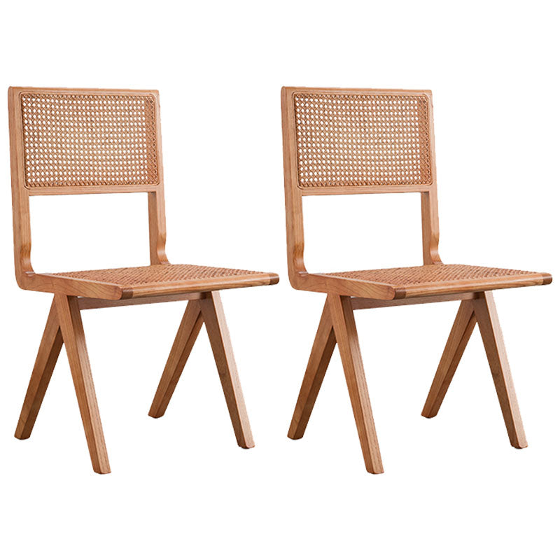 Modern Wicker Dining Chairs for Home Armless Open Back Dining Side Chair Brown 2 Piece Set Clearhalo 'Dining Chairs' 'Dining Tables & Seating' 'dining_chair' 'furn' 'furn_dining_chair' 'Furniture' 'furniture_dining_chair' 'Kitchen & Dining Furniture' 4941517