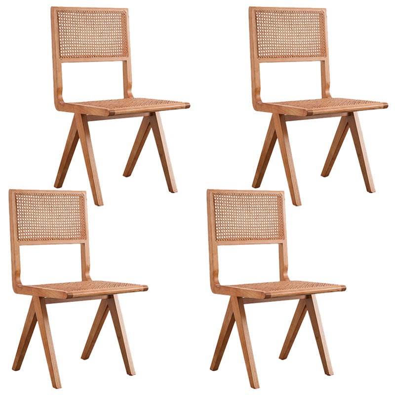 Modern Wicker Dining Chairs for Home Armless Open Back Dining Side Chair Brown 4 Piece Set Clearhalo 'Dining Chairs' 'Dining Tables & Seating' 'dining_chair' 'furn' 'furn_dining_chair' 'Furniture' 'furniture_dining_chair' 'Kitchen & Dining Furniture' 4941519