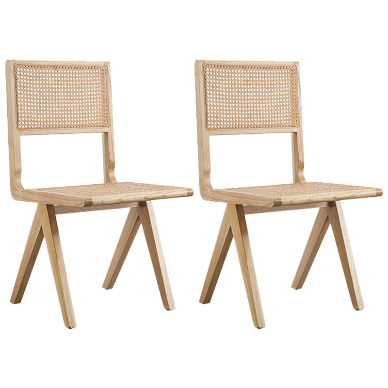 Modern Wicker Dining Chairs for Home Armless Open Back Dining Side Chair Wood 2 Piece Set Clearhalo 'Dining Chairs' 'Dining Tables & Seating' 'dining_chair' 'furn' 'furn_dining_chair' 'Furniture' 'furniture_dining_chair' 'Kitchen & Dining Furniture' 4941522