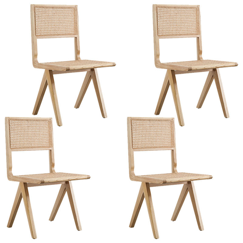 Modern Wicker Dining Chairs for Home Armless Open Back Dining Side Chair Wood 4 Piece Set Clearhalo 'Dining Chairs' 'Dining Tables & Seating' 'dining_chair' 'furn' 'furn_dining_chair' 'Furniture' 'furniture_dining_chair' 'Kitchen & Dining Furniture' 4941524