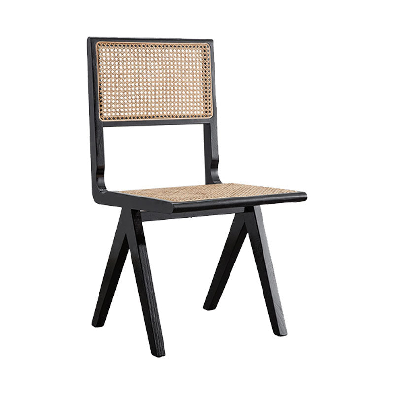 Modern Wicker Dining Chairs for Home Armless Open Back Dining Side Chair Black 1 Piece Clearhalo 'Dining Chairs' 'Dining Tables & Seating' 'dining_chair' 'furn' 'furn_dining_chair' 'Furniture' 'furniture_dining_chair' 'Kitchen & Dining Furniture' 4941526