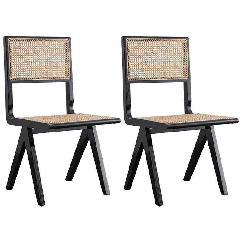 Modern Wicker Dining Chairs for Home Armless Open Back Dining Side Chair Black 2 Piece Set Clearhalo 'Dining Chairs' 'Dining Tables & Seating' 'dining_chair' 'furn' 'furn_dining_chair' 'Furniture' 'furniture_dining_chair' 'Kitchen & Dining Furniture' 4941527