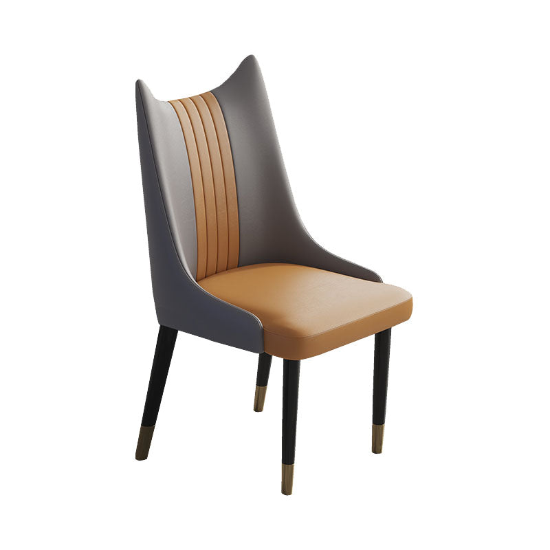 Scandinavian Faux Leather Side Chairs Armless Solid Back Chair Gray-Orange 1 Piece Clearhalo 'Dining Chairs' 'Dining Tables & Seating' 'dining_chair' 'furn' 'furn_dining_chair' 'Furniture' 'furniture_dining_chair' 'Kitchen & Dining Furniture' 4941531