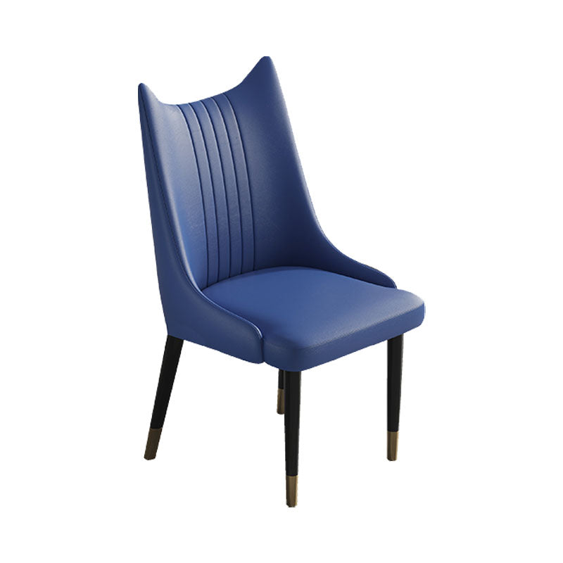 Scandinavian Faux Leather Side Chairs Armless Solid Back Chair Blue 1 Piece Clearhalo 'Dining Chairs' 'Dining Tables & Seating' 'dining_chair' 'furn' 'furn_dining_chair' 'Furniture' 'furniture_dining_chair' 'Kitchen & Dining Furniture' 4941536