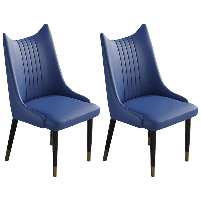 Scandinavian Faux Leather Side Chairs Armless Solid Back Chair Blue 2 Piece Set Clearhalo 'Dining Chairs' 'Dining Tables & Seating' 'dining_chair' 'furn' 'furn_dining_chair' 'Furniture' 'furniture_dining_chair' 'Kitchen & Dining Furniture' 4941538