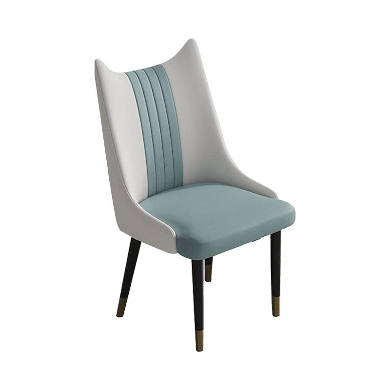 Scandinavian Faux Leather Side Chairs Armless Solid Back Chair White-Green 1 Piece Clearhalo 'Dining Chairs' 'Dining Tables & Seating' 'dining_chair' 'furn' 'furn_dining_chair' 'Furniture' 'furniture_dining_chair' 'Kitchen & Dining Furniture' 4941542