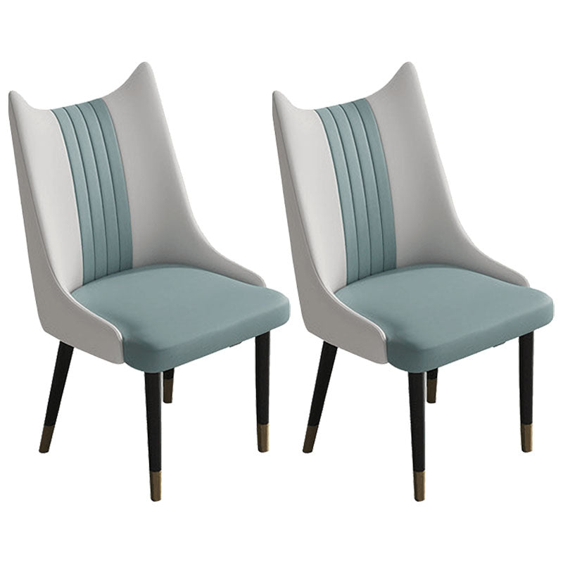 Scandinavian Faux Leather Side Chairs Armless Solid Back Chair White-Green 2 Piece Set Clearhalo 'Dining Chairs' 'Dining Tables & Seating' 'dining_chair' 'furn' 'furn_dining_chair' 'Furniture' 'furniture_dining_chair' 'Kitchen & Dining Furniture' 4941544
