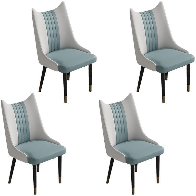 Scandinavian Faux Leather Side Chairs Armless Solid Back Chair White-Green 4 Piece Set Clearhalo 'Dining Chairs' 'Dining Tables & Seating' 'dining_chair' 'furn' 'furn_dining_chair' 'Furniture' 'furniture_dining_chair' 'Kitchen & Dining Furniture' 4941546