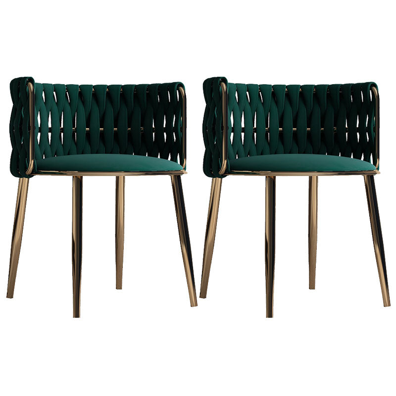Scandinavian Armless Solid Back Chair Upholstered Fabric Dining Side Chair Blackish Green 2 Piece Set Clearhalo 'Dining Chairs' 'Dining Tables & Seating' 'dining_chair' 'furn' 'furn_dining_chair' 'Furniture' 'furniture_dining_chair' 'Kitchen & Dining Furniture' 4941551