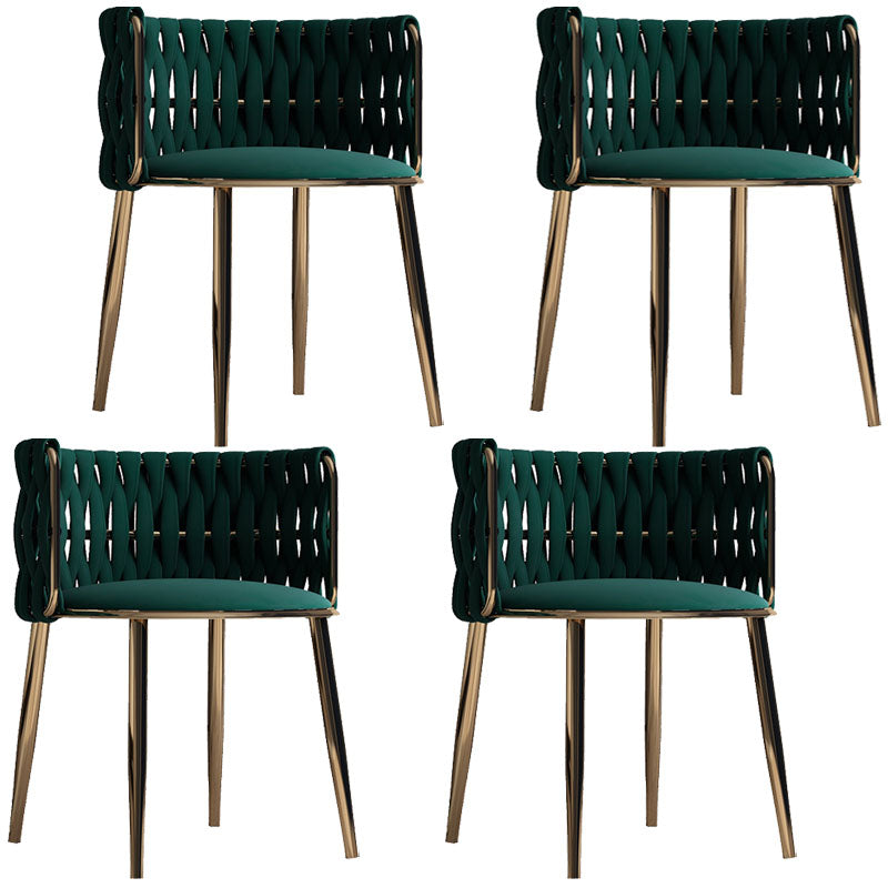 Scandinavian Armless Solid Back Chair Upholstered Fabric Dining Side Chair Blackish Green 4 Piece Set Clearhalo 'Dining Chairs' 'Dining Tables & Seating' 'dining_chair' 'furn' 'furn_dining_chair' 'Furniture' 'furniture_dining_chair' 'Kitchen & Dining Furniture' 4941554