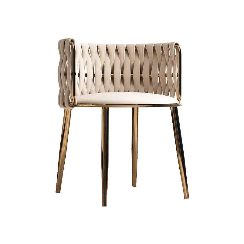 Scandinavian Armless Solid Back Chair Upholstered Fabric Dining Side Chair Off-White 1 Piece Clearhalo 'Dining Chairs' 'Dining Tables & Seating' 'dining_chair' 'furn' 'furn_dining_chair' 'Furniture' 'furniture_dining_chair' 'Kitchen & Dining Furniture' 4941555