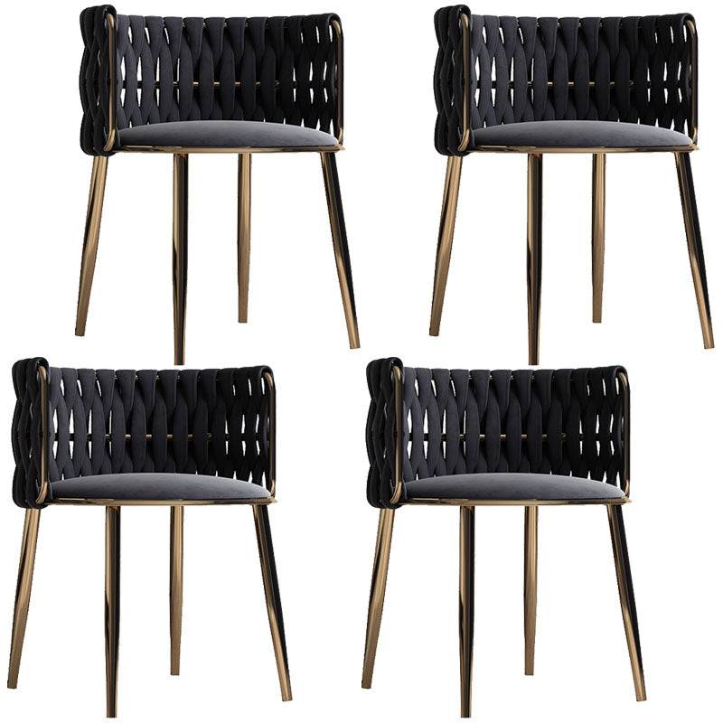 Scandinavian Armless Solid Back Chair Upholstered Fabric Dining Side Chair Dark Gray 4 Piece Set Clearhalo 'Dining Chairs' 'Dining Tables & Seating' 'dining_chair' 'furn' 'furn_dining_chair' 'Furniture' 'furniture_dining_chair' 'Kitchen & Dining Furniture' 4941566