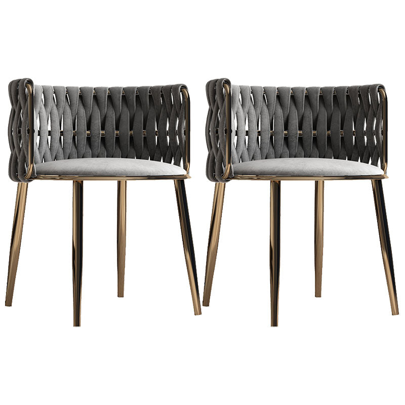 Scandinavian Armless Solid Back Chair Upholstered Fabric Dining Side Chair Light Gray 2 Piece Set Clearhalo 'Dining Chairs' 'Dining Tables & Seating' 'dining_chair' 'furn' 'furn_dining_chair' 'Furniture' 'furniture_dining_chair' 'Kitchen & Dining Furniture' 4941569