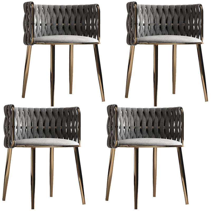 Scandinavian Armless Solid Back Chair Upholstered Fabric Dining Side Chair Light Gray 4 Piece Set Clearhalo 'Dining Chairs' 'Dining Tables & Seating' 'dining_chair' 'furn' 'furn_dining_chair' 'Furniture' 'furniture_dining_chair' 'Kitchen & Dining Furniture' 4941570
