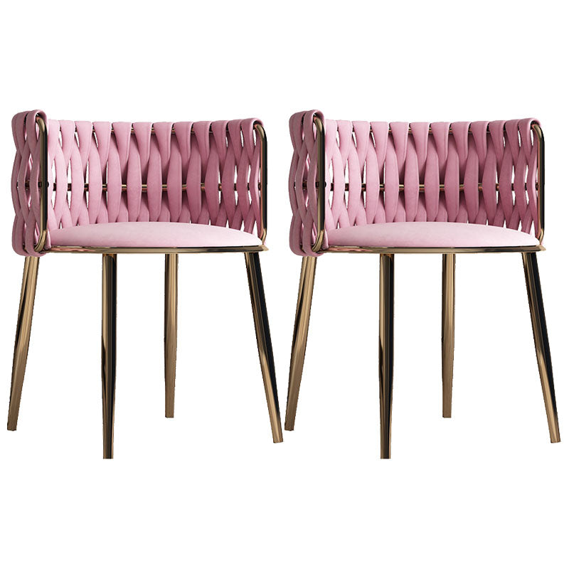 Scandinavian Armless Solid Back Chair Upholstered Fabric Dining Side Chair Pink 2 Piece Set Clearhalo 'Dining Chairs' 'Dining Tables & Seating' 'dining_chair' 'furn' 'furn_dining_chair' 'Furniture' 'furniture_dining_chair' 'Kitchen & Dining Furniture' 4941572